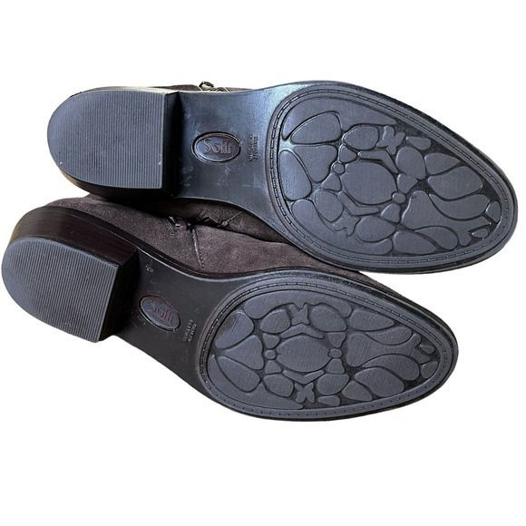 Sofft Vinton Chocolte Brown Suede Booties Boots Size Zip Western Heel Size 8.5 - Picture 8 of 9